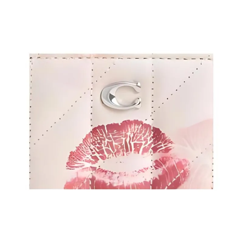 COACH Zip Around Nappa Leather Wallet Mini Women's Chalk Multicolor-3