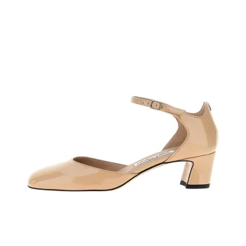 Jimmy Choo Pixie Chunky Heel High Heels 4.5cm Women's Beige