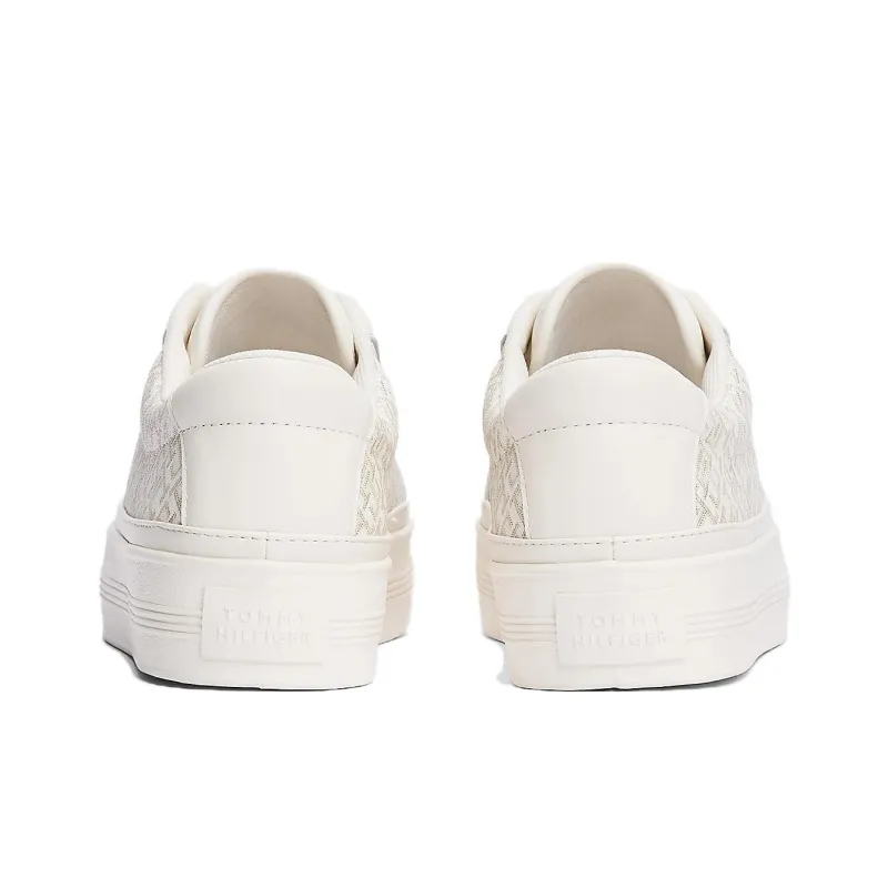 Tommy Hilfiger TH Monogram Low Top Skateboard Shoes Women's White-4