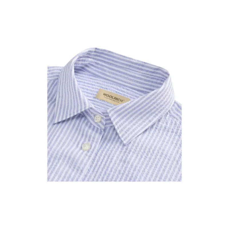 WOOLRICH Pinstriped Curved Hem Shirt-5