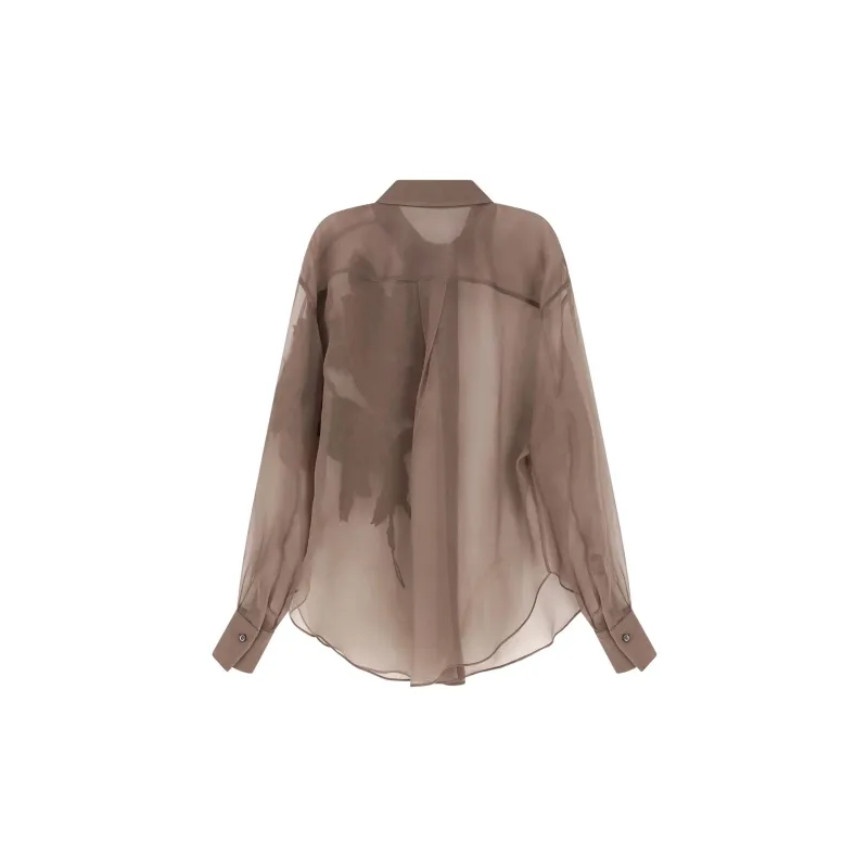 Brunello Cucinelli Herbarium Appliqué Crispy Satin Shirt-1