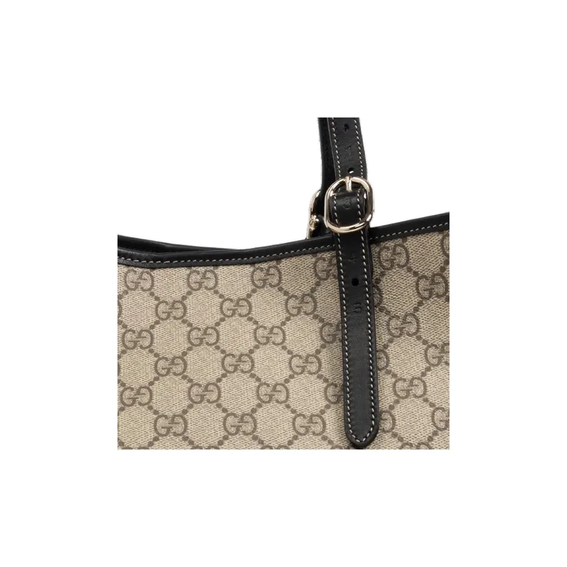GUCCI Coated Canvas Tote Bag Shopping Bag Shoulder Bag Handbag Medium Size Unisex Beige & Dark Brown-4