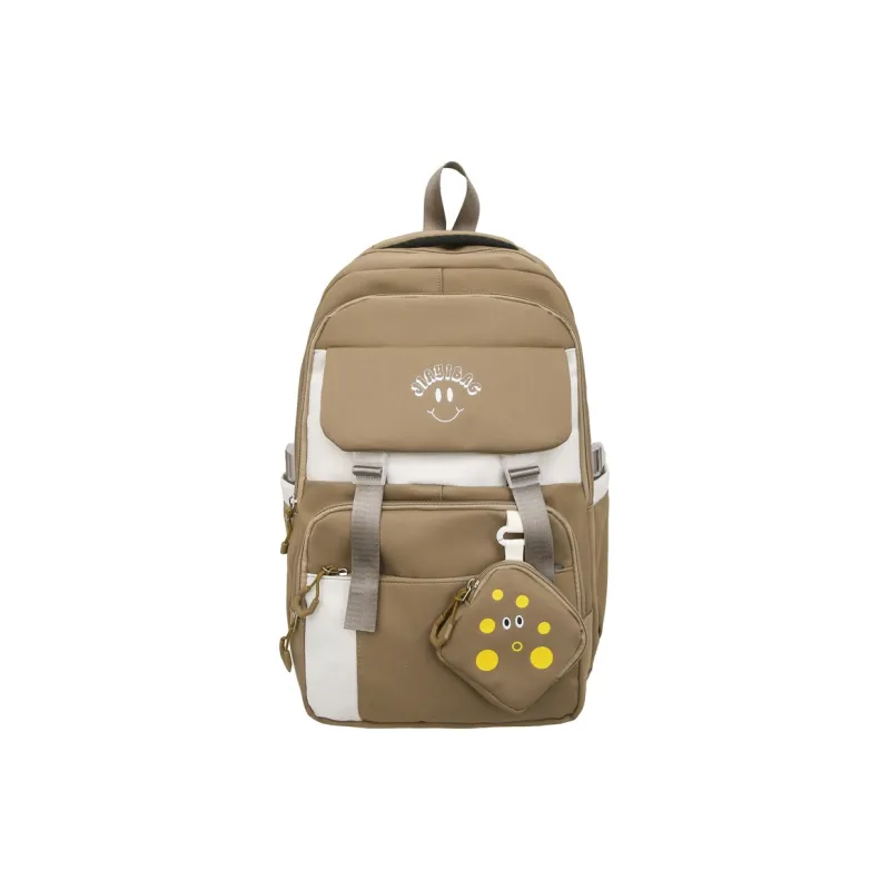 BUBM Nylon Backpack Unisex Black/Ecru/Green/Pink/Khaki/Bayberry Red-10