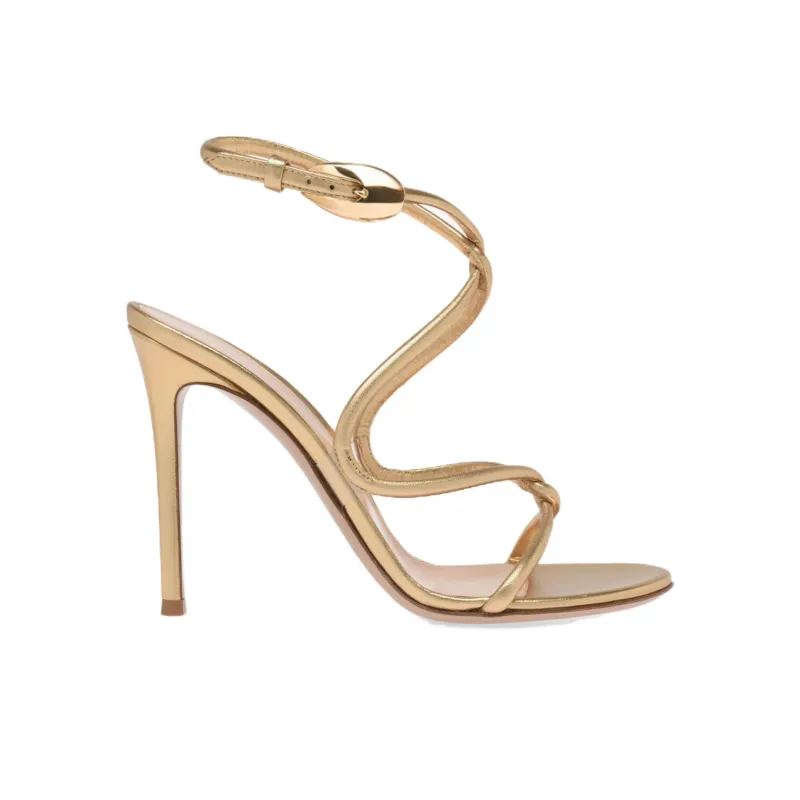 GIANVITO ROSSI Black Mamba One Strap Sandals 10.5cm Women's Gold-1