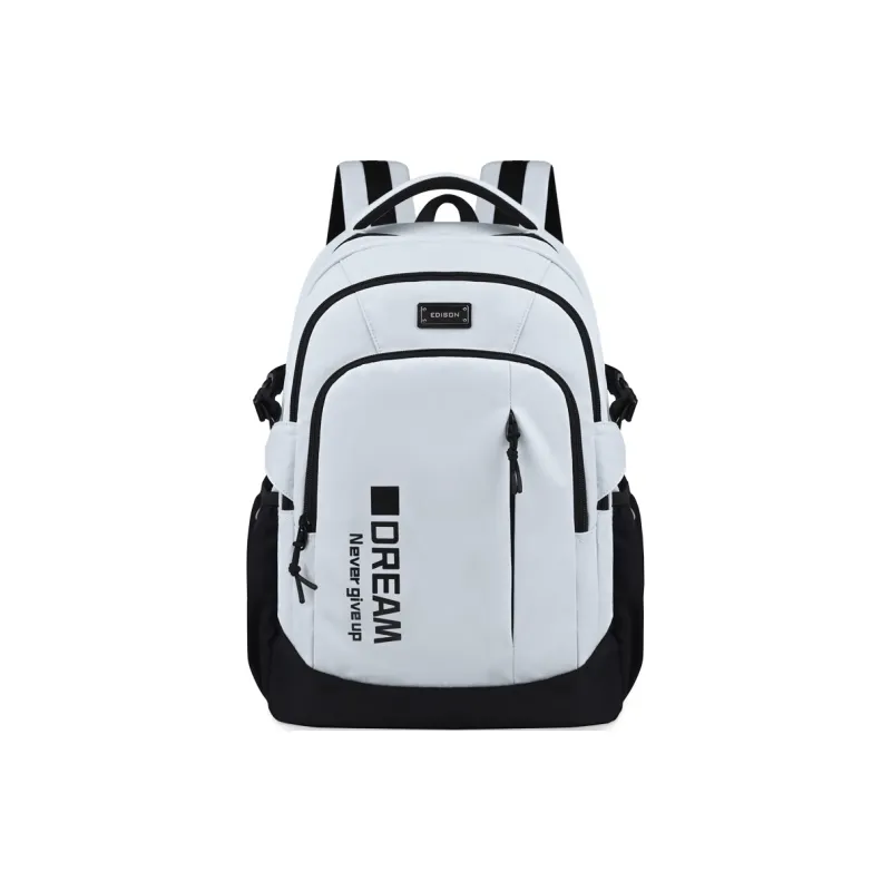 EDISON Nylon Middle And High School Student Backpack Large Size Unisex Black/Silver Gray/Purple-4
