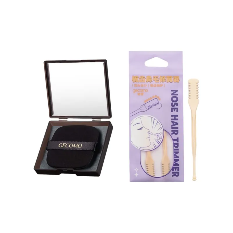 GECOMO Comb Tooth Nose Hair Trimmer+Oil Absorbing Paper Combination, With Built in Mirror And Powder Puff, Makeup Tool-3