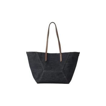 Brunello Cucinelli Cotton Tote Bag, Shopping Bag, Shoulder Bag Trumpets Women's Dark Denim