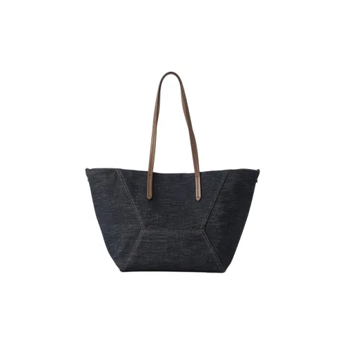 Brunello Cucinelli Cotton Tote Bag, Shopping Bag, Shoulder Bag Trumpets Women's Dark Denim