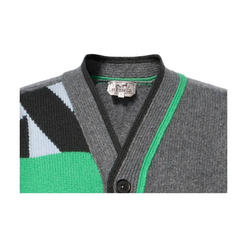 HERMES 2010s Rayures Tangram Cardigan-6