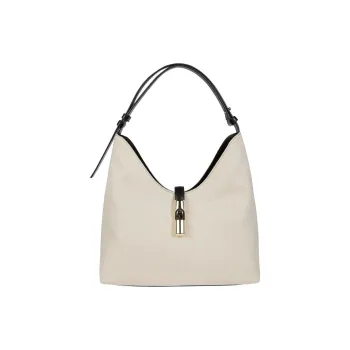 Furla GOCCIA Cotton Handbag Medium Size Women's Natural