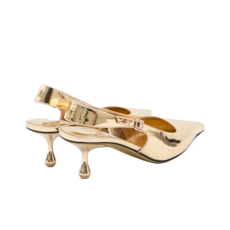 Jimmy Choo Amel 50 Irregular Heel High Heels 5cm Women's Gold-4