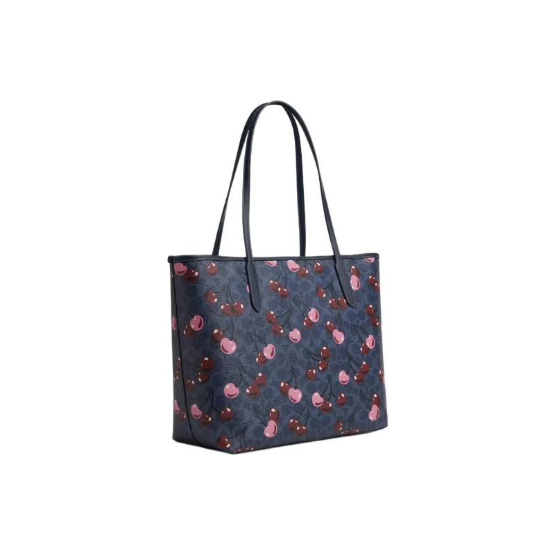 COACH City Coated Canvas Tote Bag, Shopping Bag, Shoulder Bag Large Size Women's Denim Blue-1