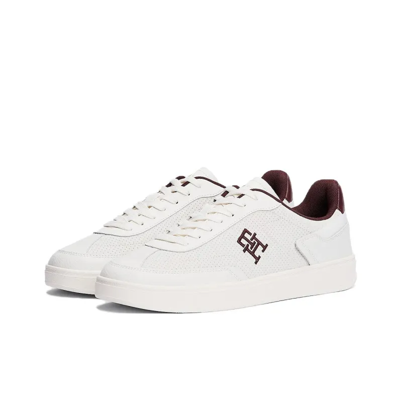 Tommy Hilfiger TH Monogram Slip Resistant Low Top Skateboard Shoes Women's Beige Red-2
