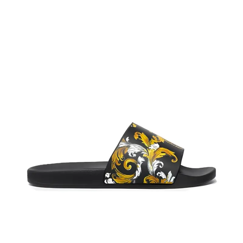 VERSACE JEANS COUTURE Slide Slippers Women's Black Gold-1