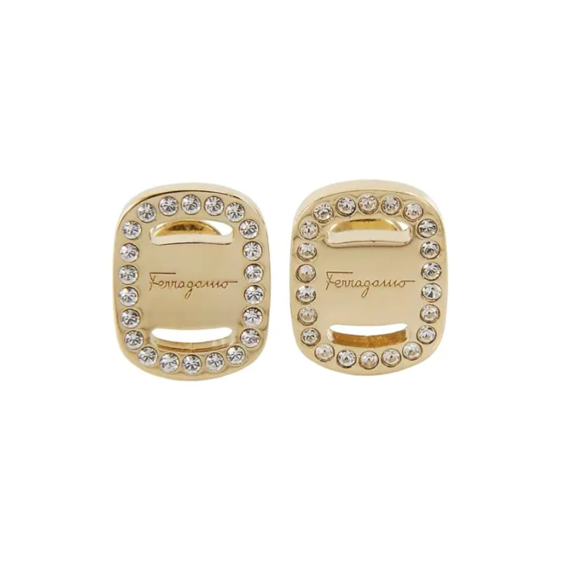 FERRAGAMO Crystal Brass Earrings Women's Gold-0