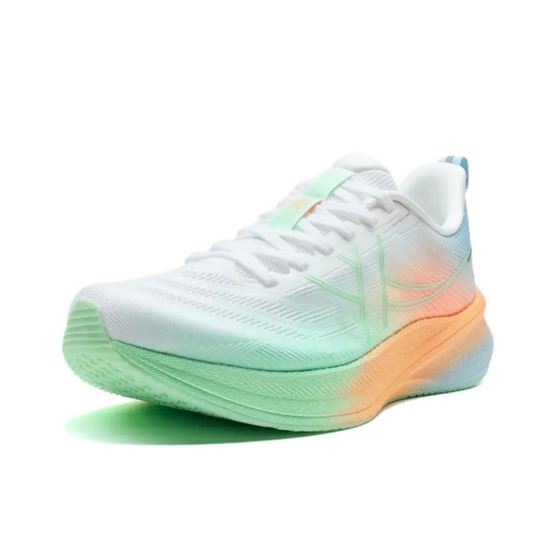 XTEP 360 Anti-Slip And Wear-Resistant Rebound Low-Top Sprint Running Shoes Men's White Green Orange-1