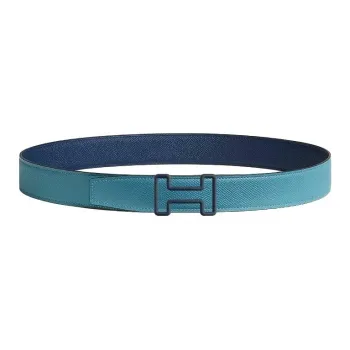 HERMES Calfskin Leather Belts Men's New Denim Blue/Navy Width 3.2cm