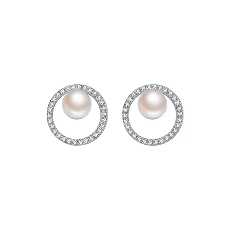 Cuihua Gold Shop Pearl Stud Earrings Women's-0