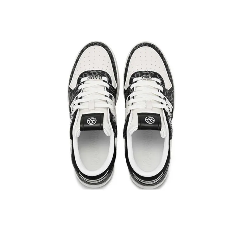 RARE RICH Collection Slip-Resistant Low-Top Skateboard Shoes Men's Black White-4