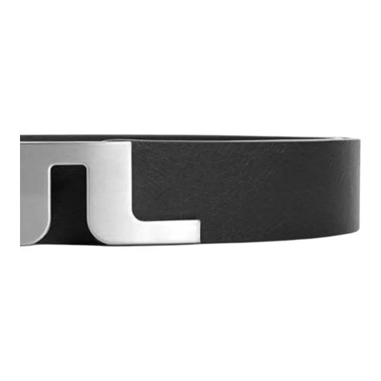 J.Lindeberg Cow Leather, Metal Leather Belts Men's Black 3.5-1