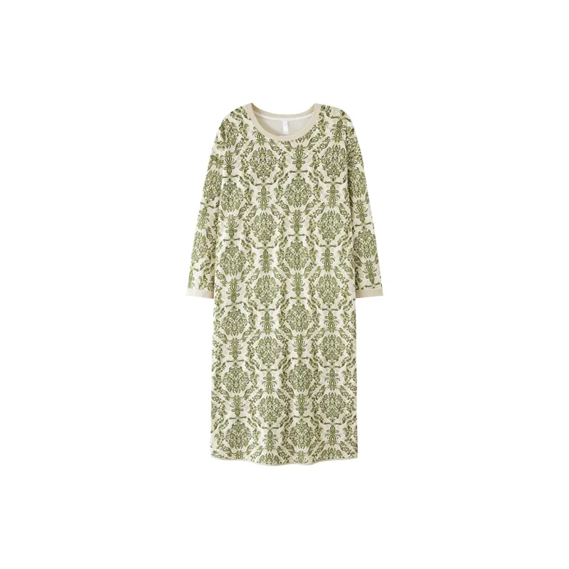 Pretty Lady Nightgown Women's Apricot Base Green Floral-0
