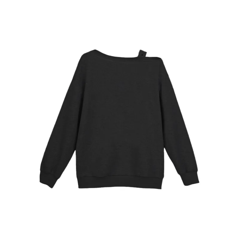 PAZZO Lazy Asymmetrical Shoulder Off Shoulder Long Sleeved Sweatshirt Women's-1