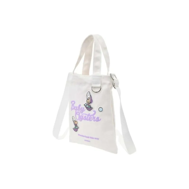 Disney Canvas Bag Tote Bag Shopping Bag Shoulder Bag Crossbody Bag Handbag Small Size Women's White & Purple-1