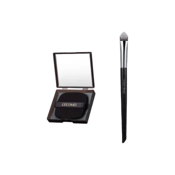 GECOMO Triangle Cone Concealer Brush+Oil Absorbing Paper Combo, Built in Mirror Powder Puff, Makeup Tool