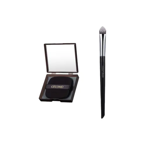 GECOMO Triangle Cone Concealer Brush+Oil Absorbing Paper Combo, Built in Mirror Powder Puff, Makeup Tool