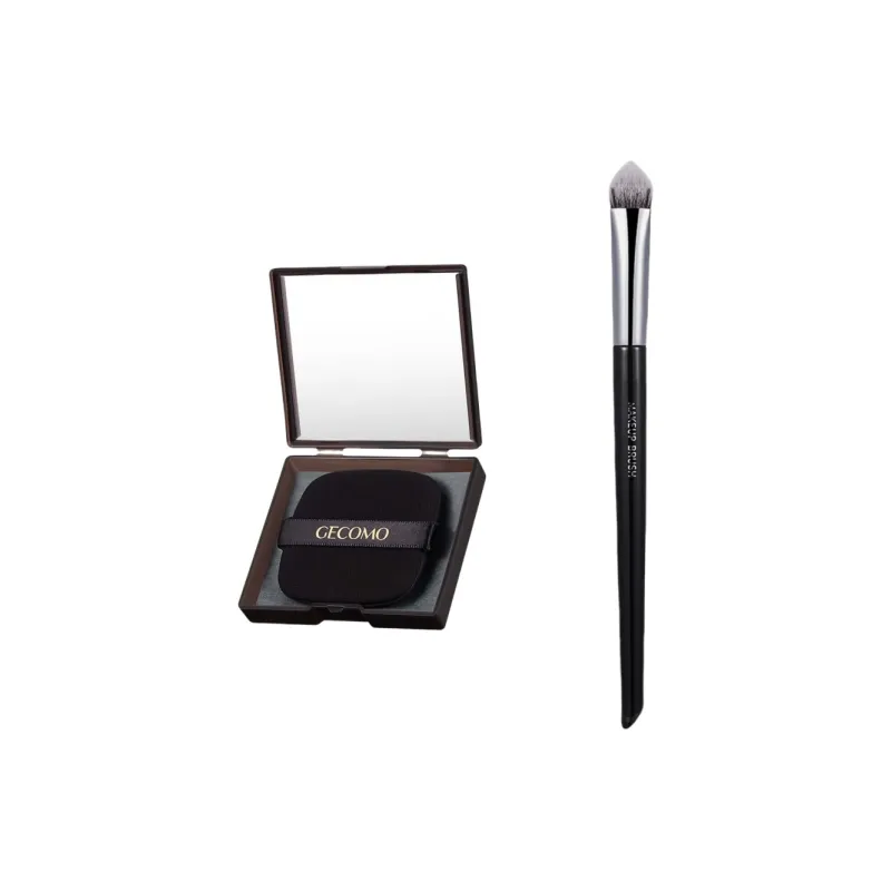GECOMO Triangle Cone Concealer Brush+Oil Absorbing Paper Combo, Built in Mirror Powder Puff, Makeup Tool-0