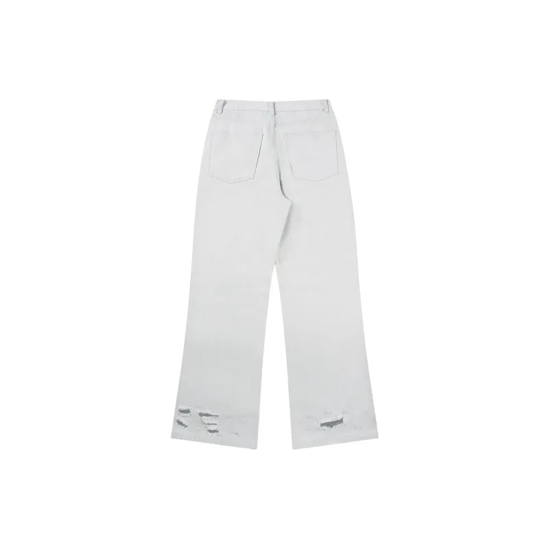 RENBEN Jeans Unisex Blue Yarn White-2