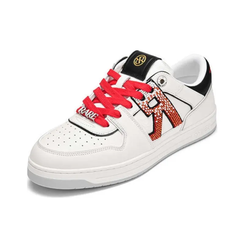 RARE Low-Top Skateboard Shoes Men's White Red-2