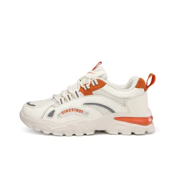 Binary Height Increasing Lightweight Breathable Low Top Chunky Sneakers Women's Beige Orange