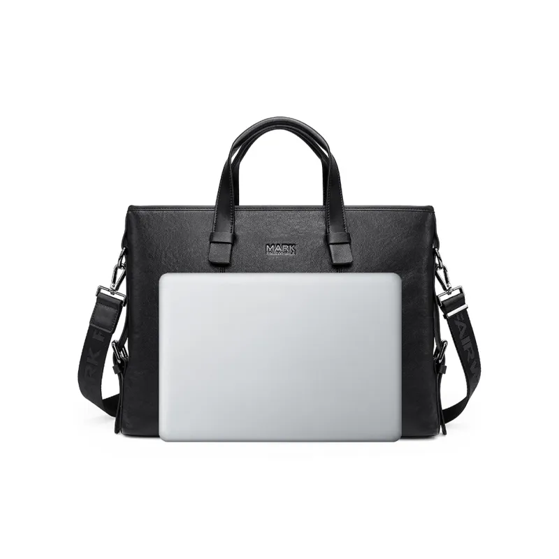 FAIRWHALE Top Grain Cow Leather Briefcases Regular Men's Black-4