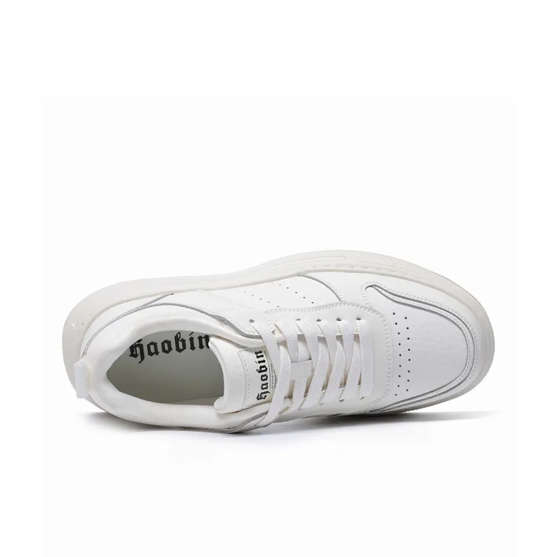 Haobin Slip-Resistant Breathable Low-Top Skateboard Shoes Unisex White-2