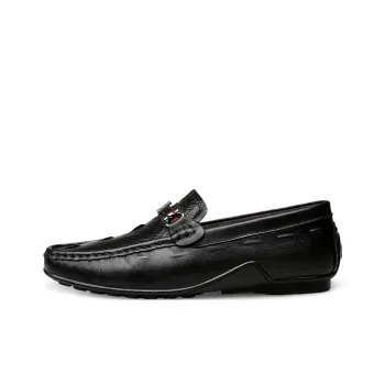 CKVUSAMG Gommino Loafers Unisex White With Fleece/Black With Fleece