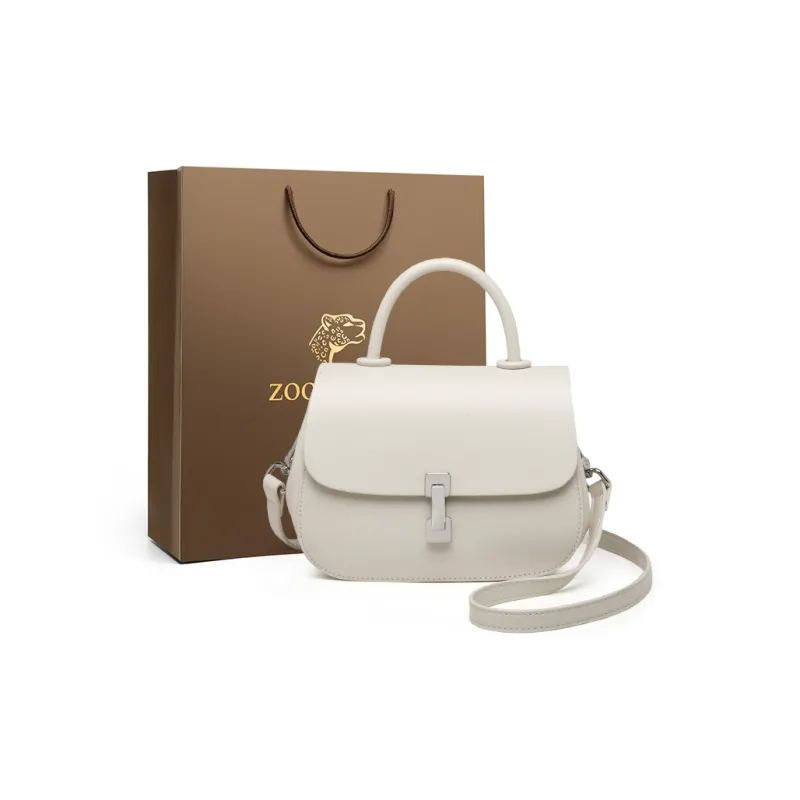 ZOOLER Cow Leather Crossbody Bag, Shoulder Bag Women's Cream Apricot/Milkshake White/Cookie/Hepburn Black-8