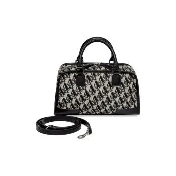 AQUASCUTUM Fabric With Vegetable Tanned Cow Leather Shoulder Bag, Crossbody Bag, Handbag Medium Size Women's Black