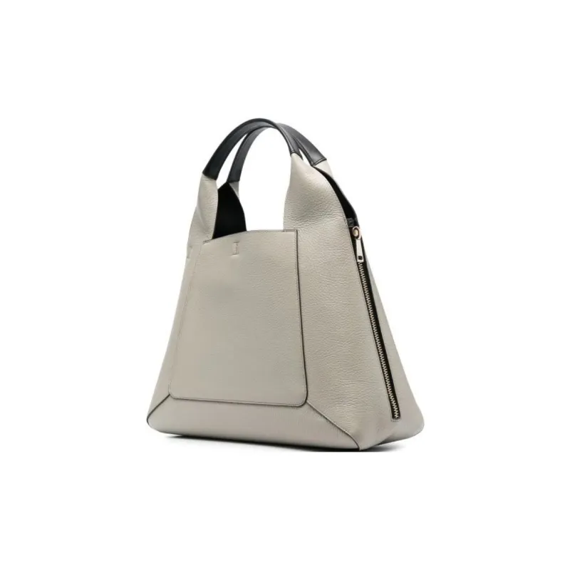 Furla Gilda Calfskin Tote Bag Shopping Bag Shoulder Bag Crossbody Bag Handbag Large Size Women's Gray/White-4