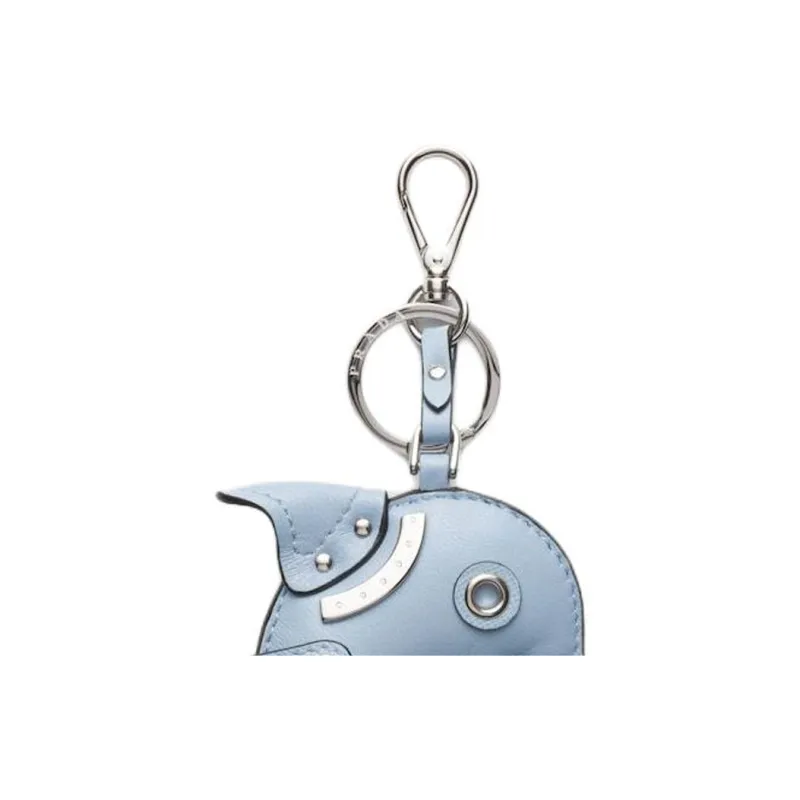 PRADA Leather Key Ring Bag Accessories Unisex Light Blue-3