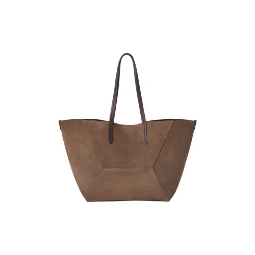 Brunello Cucinelli Suede Tote Bag Shopping Bag Handbag Shoulder Bag Large Size Women's Brown