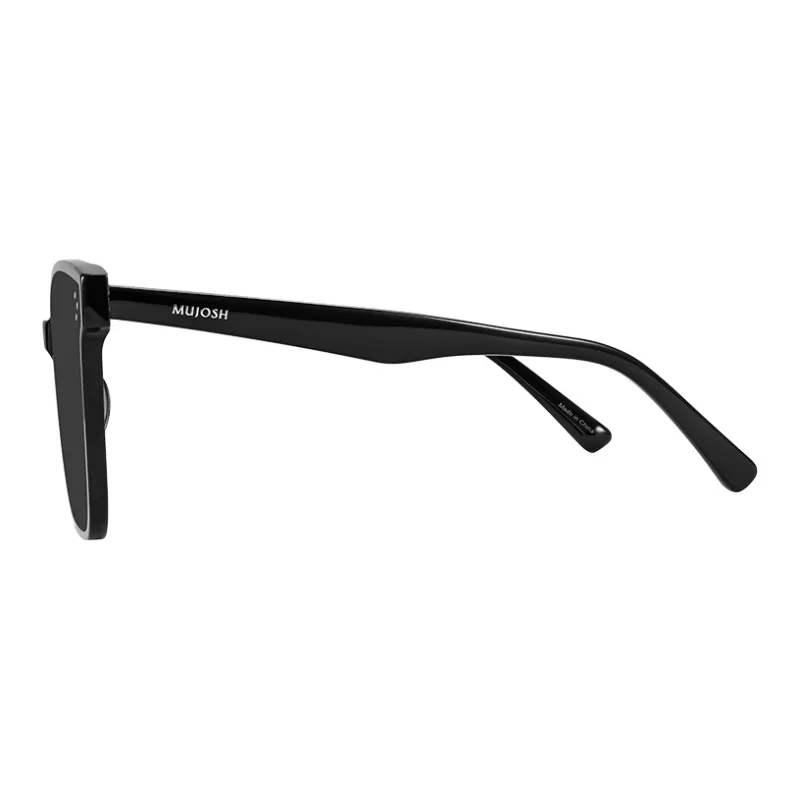 MUJOSH Plate Frame Square Sun Protection Sunglasses With UV Protection And Polarization Unisex Obsidian Black-4
