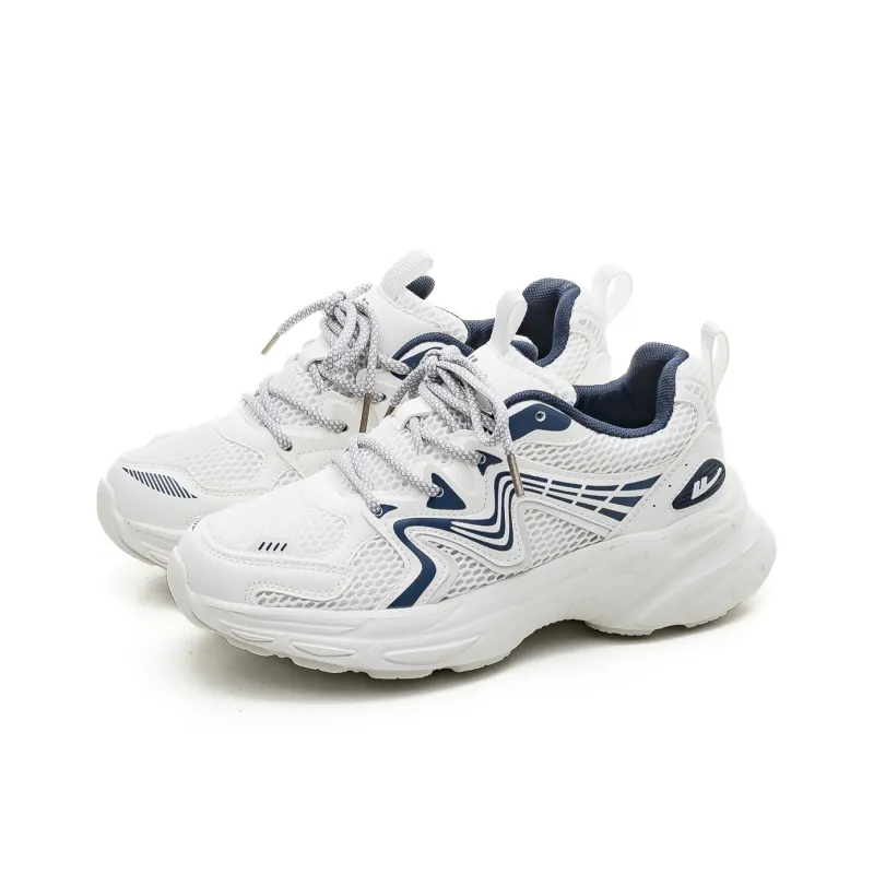 Warrior Breathable, Rebound, Slip Resistant Low Top Training For Long Distance Running Shoes Women's White Blue-2