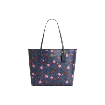 COACH City Coated Canvas Tote Bag, Shopping Bag, Shoulder Bag Large Size Women's Denim Blue