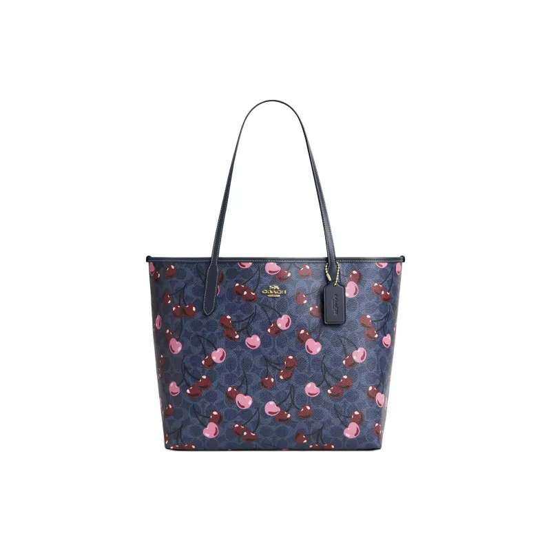 COACH City Coated Canvas Tote Bag, Shopping Bag, Shoulder Bag Large Size Women's Denim Blue-0