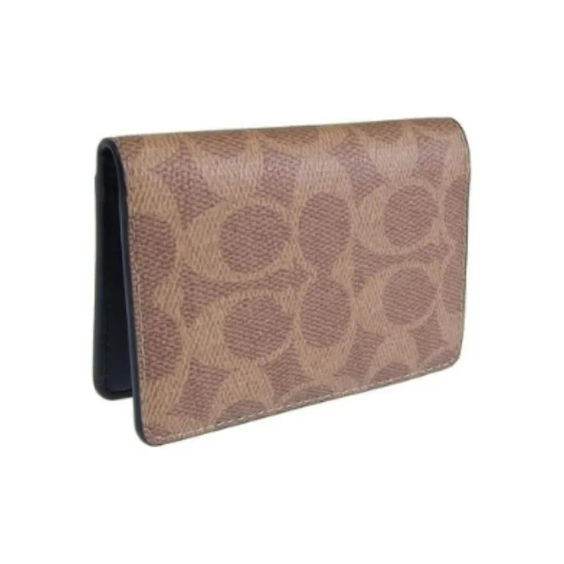COACH Coated Canvas Card Holder Men's Tan & Black-1
