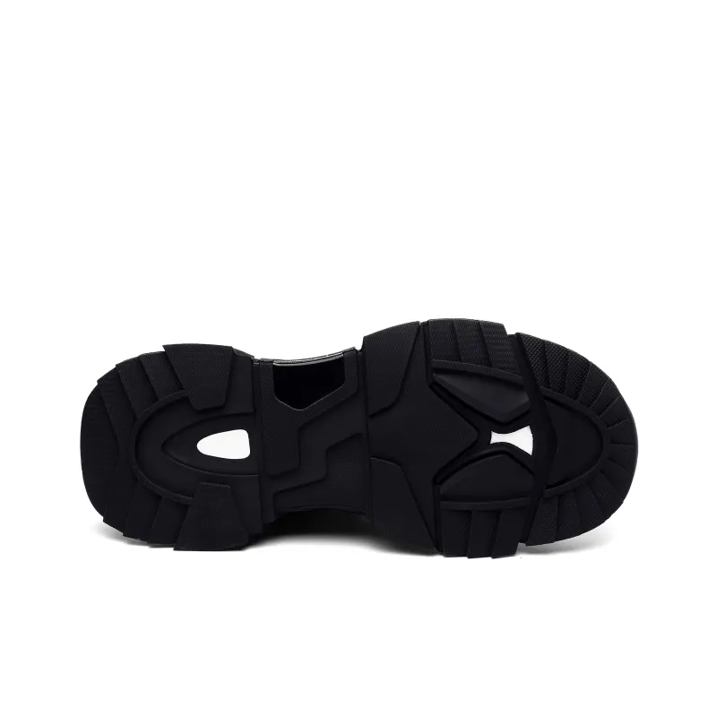 JEEP SPIRIT Black Myth Slip Resistant, Abrasion Resistant, Breathable, Height Increasing Low Top Chunky Sneakers Men's-6