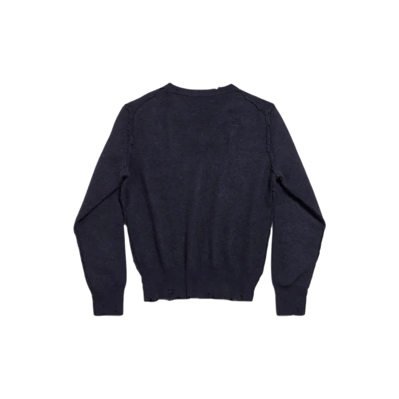 Balenciaga SS25 LAUREL CLASSIC INSIDE OUT Cashmere Sweater Regular Fit Women's Marine Blue-1