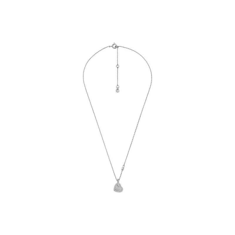 MICHAEL KORS Cubic Zircon Rhodium-Plated Sterling Silver Necklaces Unisex Silver-0