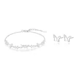 Sterling Silver Bracelet Butterfly Stud Earrings